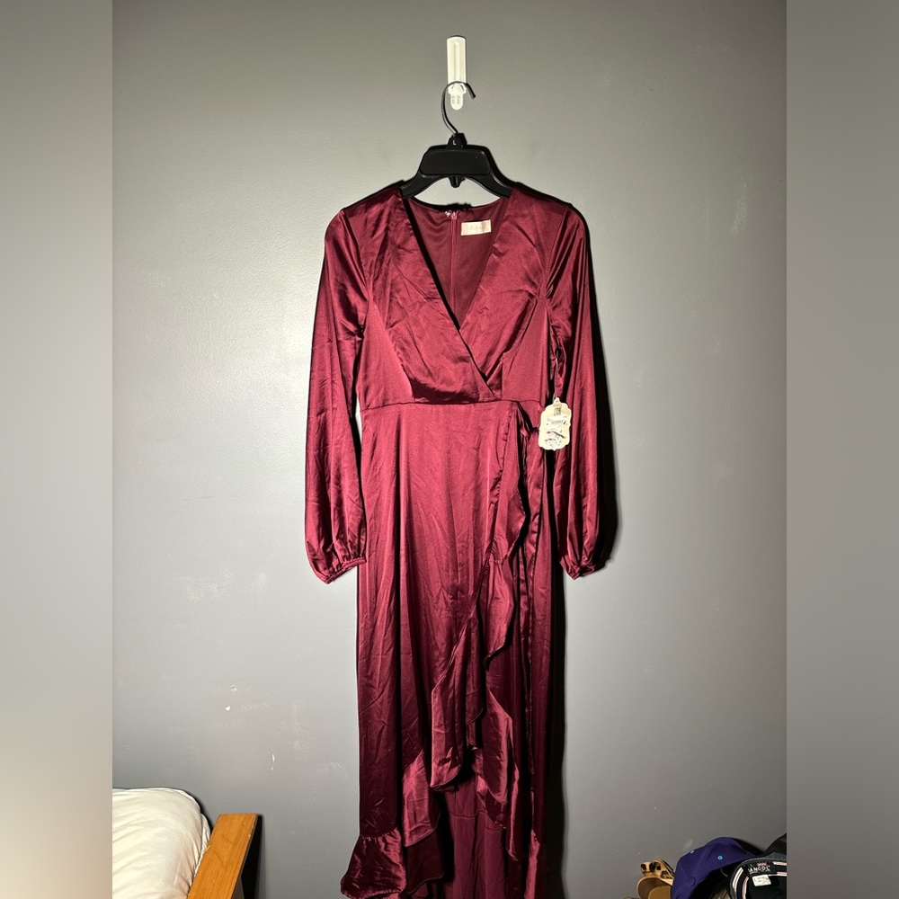 Altar’d State Andrea Satin Maxi Dress Womens Size Small - Picture 2 of 5